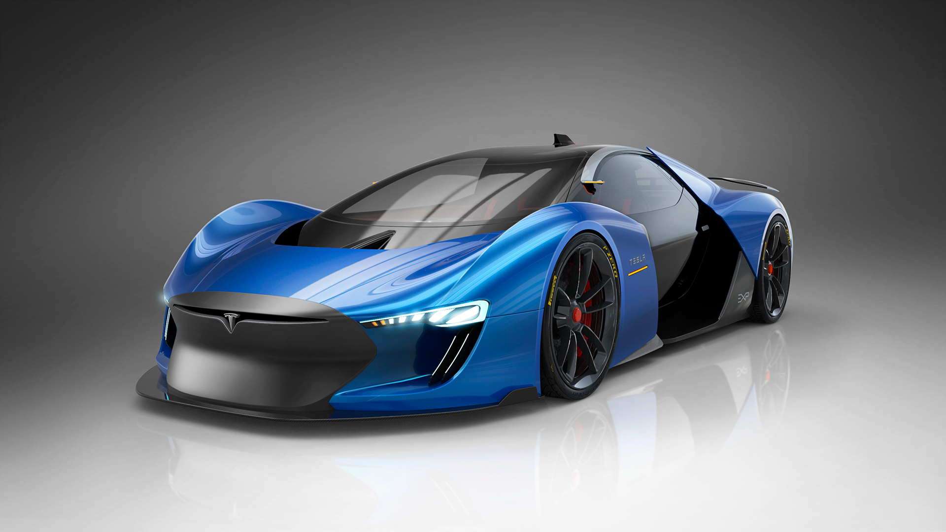 Designer's vision of an Electric Supercar the 'Tesla Model EXP' X Auto