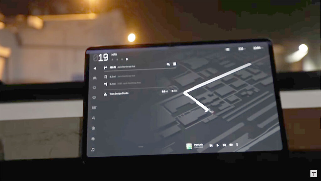 Cybertruck Gui Closer Look: Cybertruck interior as seen in the test ride videos